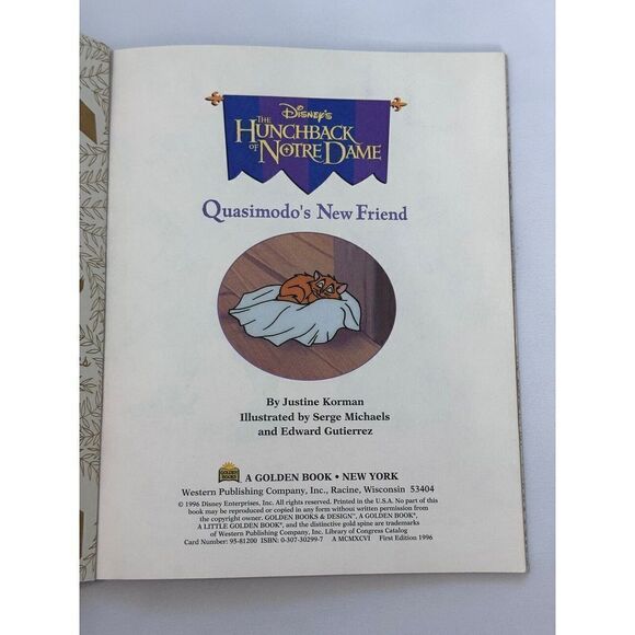 1996 Little Golden Book Disney The Hunchback Notre Dame Quasimodo's New Friend - Picture 5 of 6